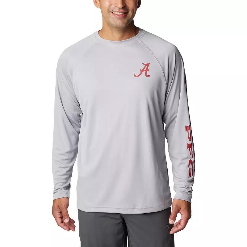 Men's Columbia Gray Alabama Crimson Tide Terminal Tackle Omni-Shade Raglan Long Sleeve T-Shirt, Size: Small, Grey Product Image
