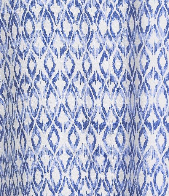 John Mark Allover Ikat Print Point Collar 3/4 Sleeve Hi-Low Hem Button Front Shirt Product Image