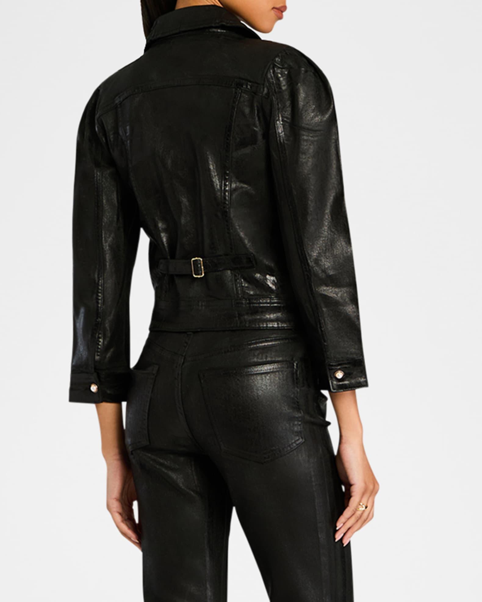 Ada Puff-Sleeve Coated Denim Jacket Product Image