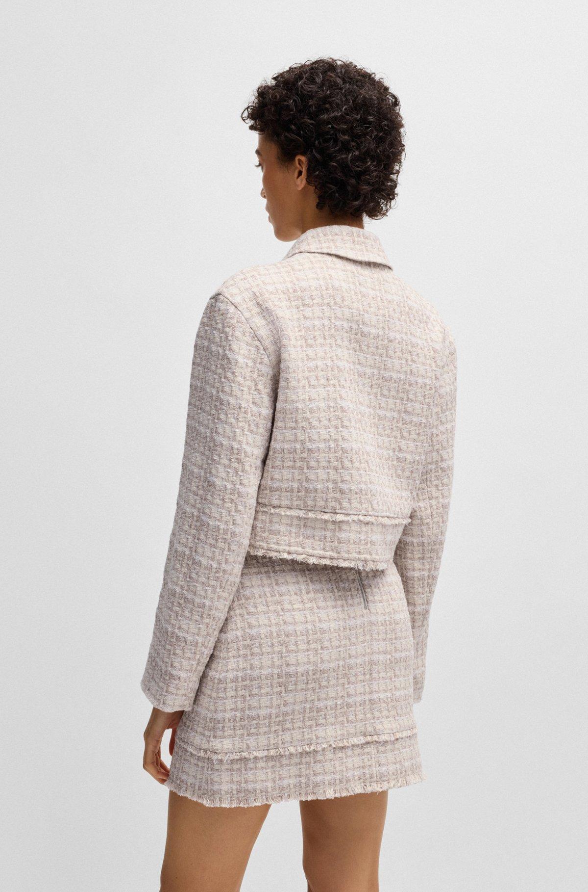 Cropped tweed jacket with metallic buttons Product Image