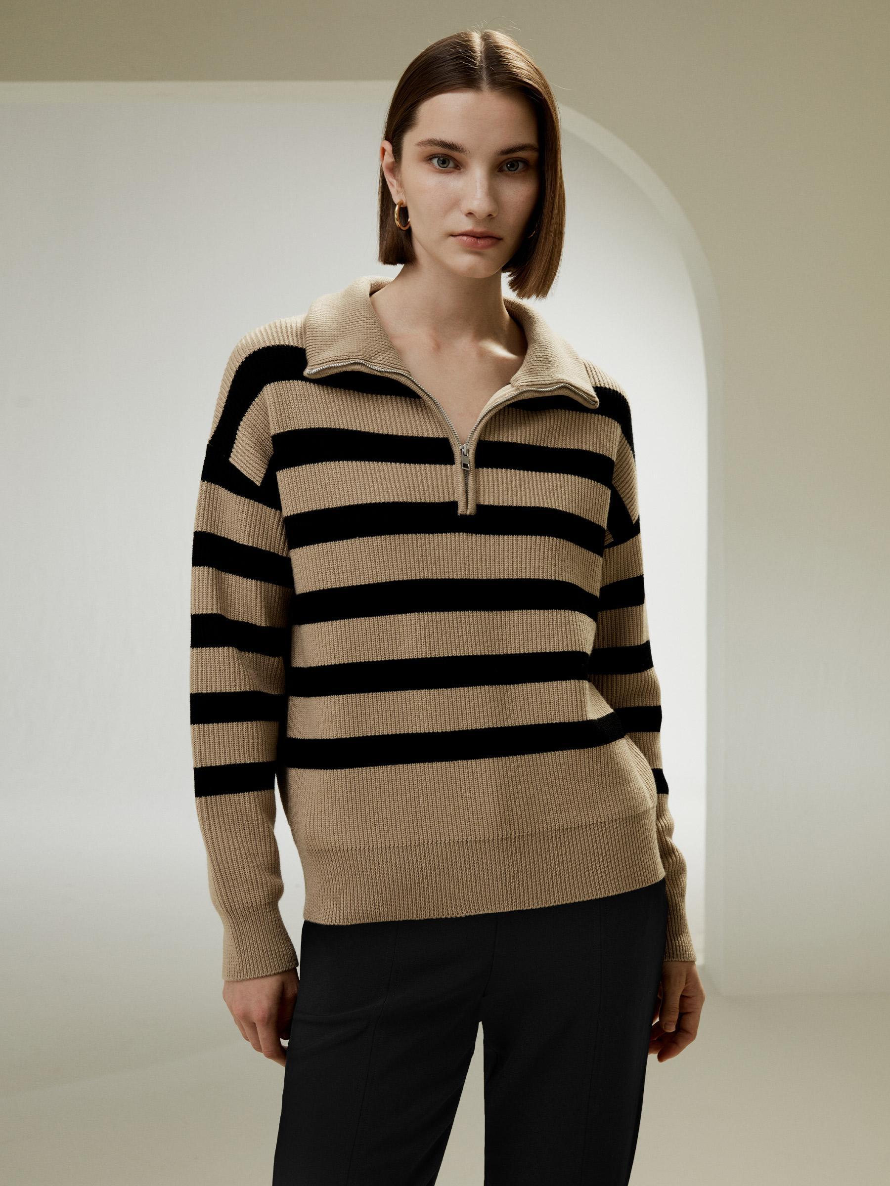 Collared Quarter-Zip Wool Sweater Product Image