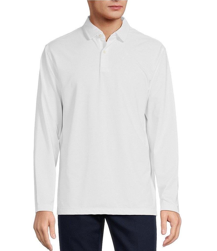 Roundtree & Yorke Performance Long Sleeve Tonal Mini-Pattern Polo Shirt Product Image