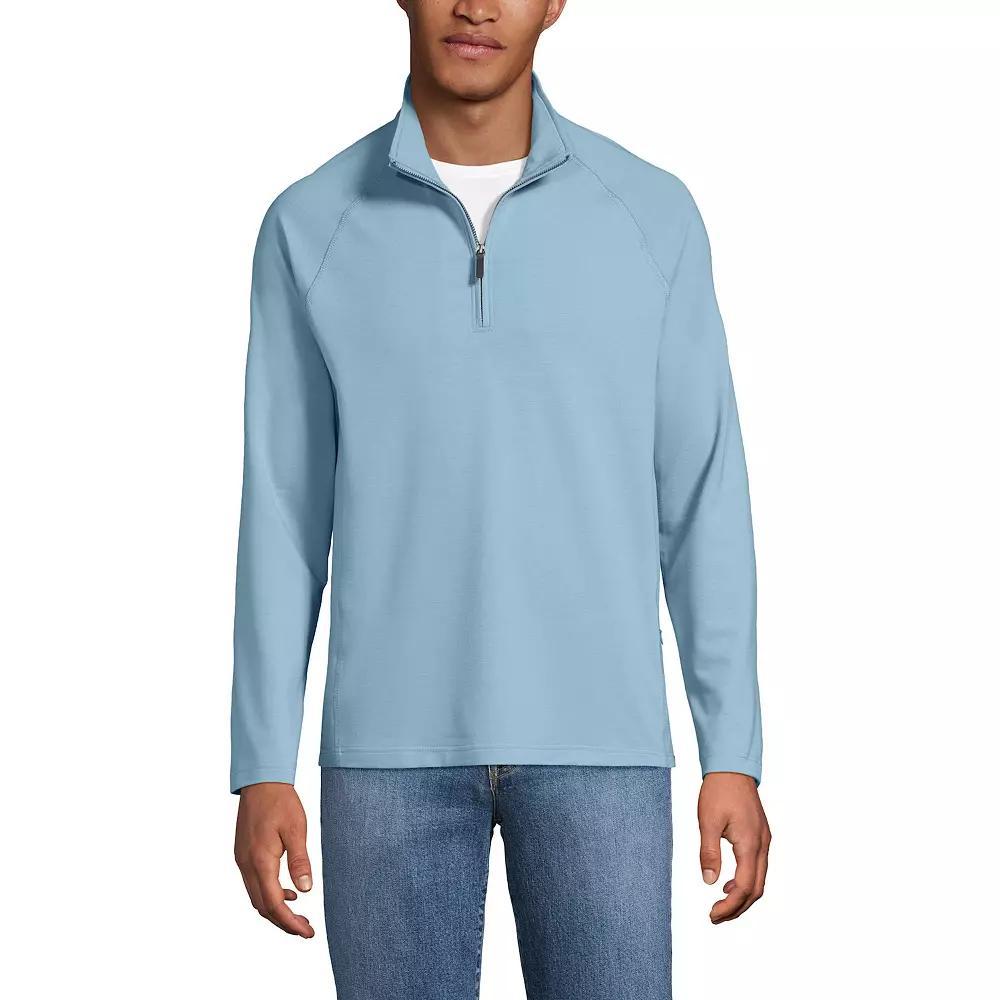 Men's Lands' End Long Sleeve Raglan French Terry Quarter Zip Sweatshirt,  Product Image