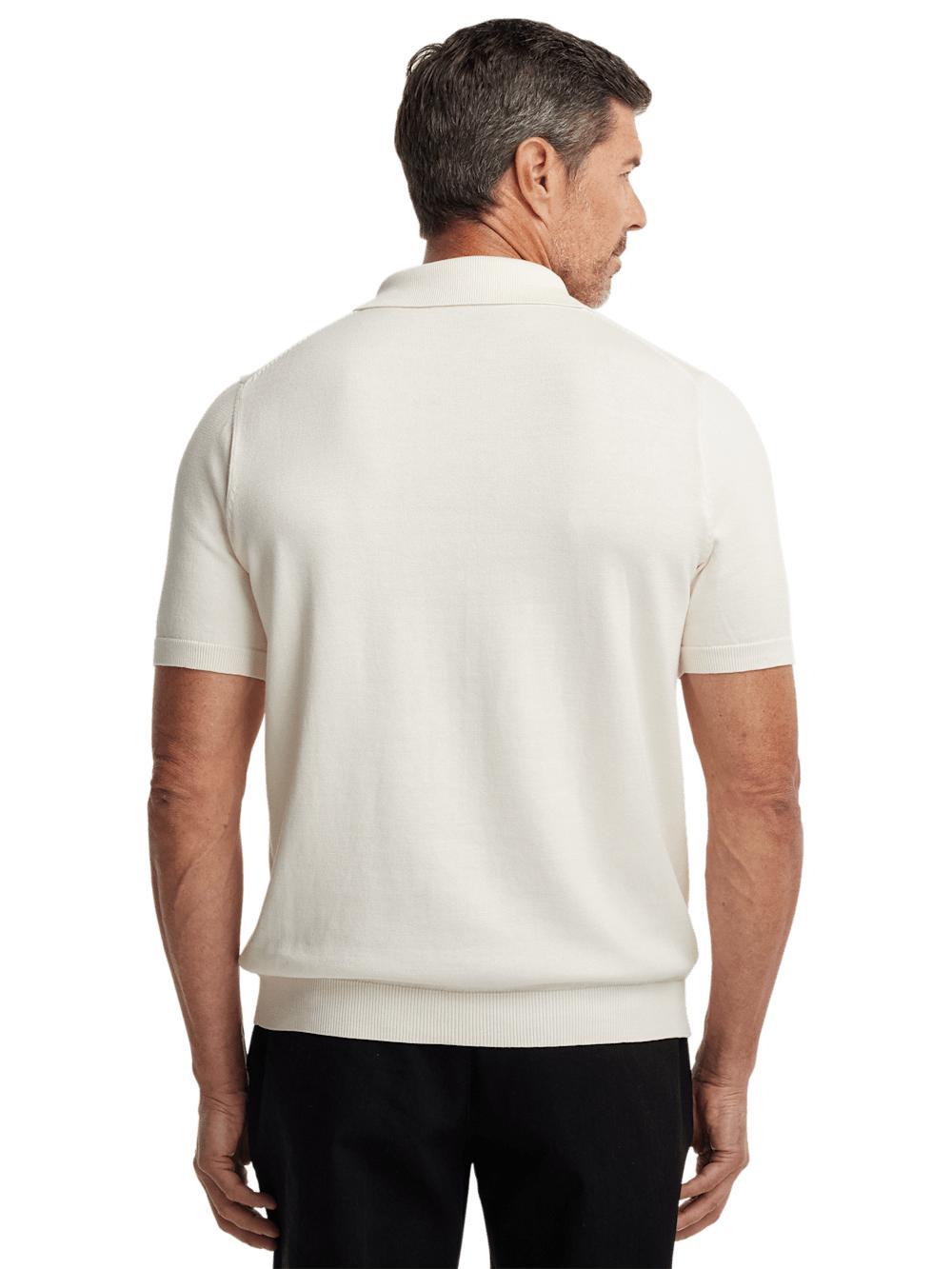 Supima Cotton Three Button Polo - Off White Product Image