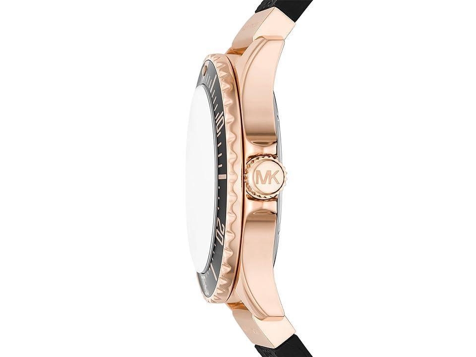 Oversized Slim Everest Pavé Rose-Gold Tone and Embossed Silicone Watch Product Image