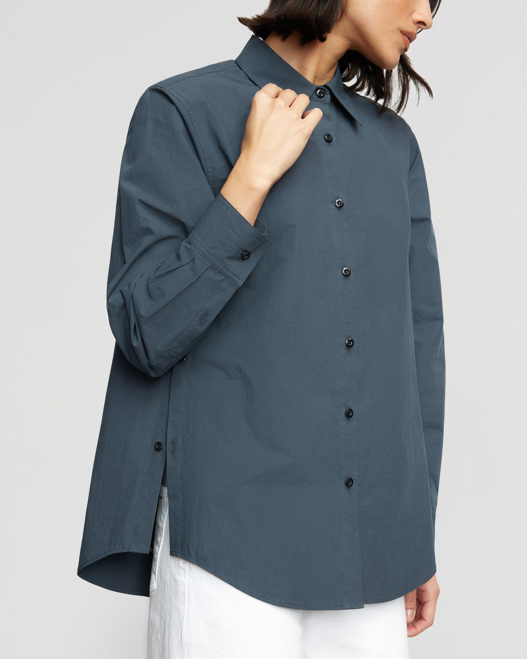 Phoebe Side-Button Tulip-Hem Shirt Product Image