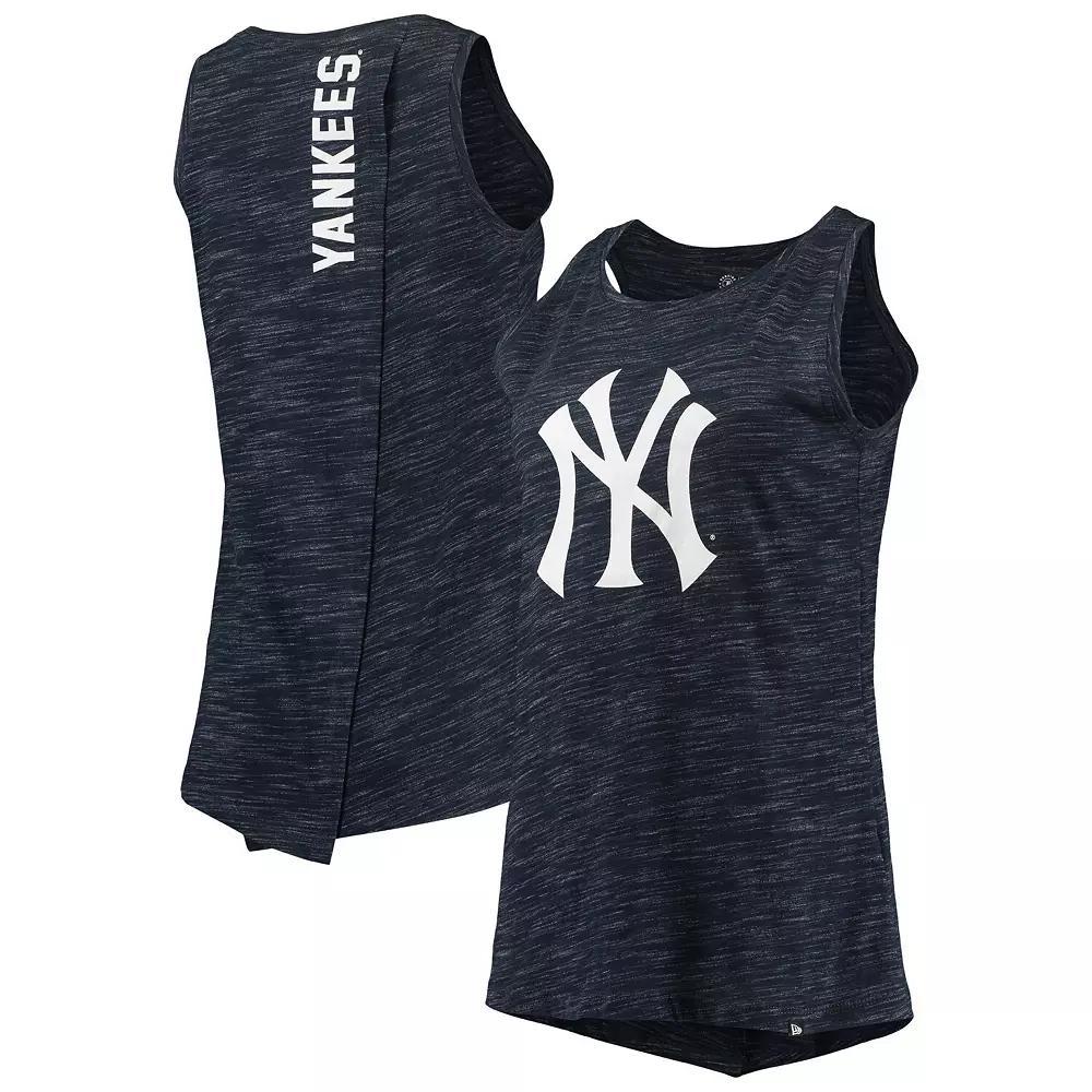 Women's New Era Navy New York Yankees Space Dye Back-Knot Tank Top,  Product Image