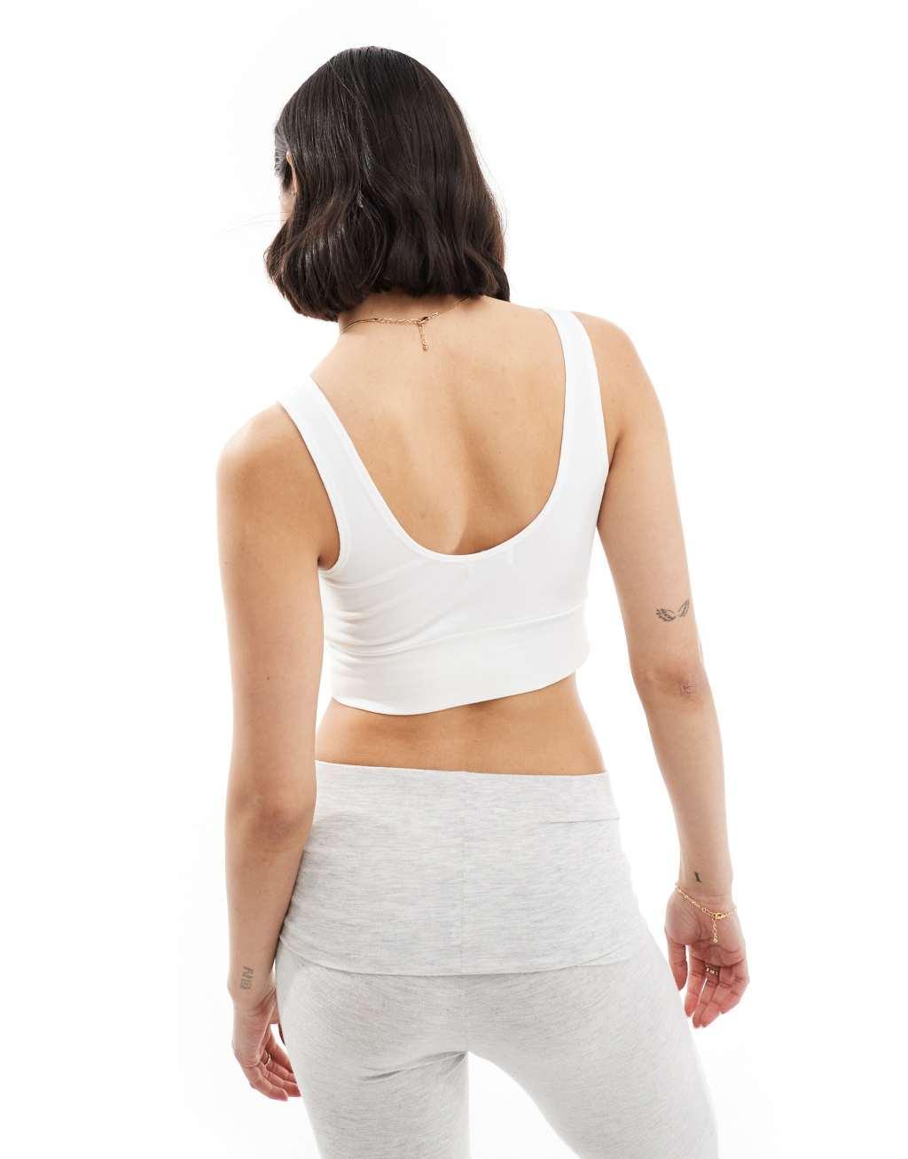 Miss Selfridge scoop bralette 2 pack in white and sage Product Image