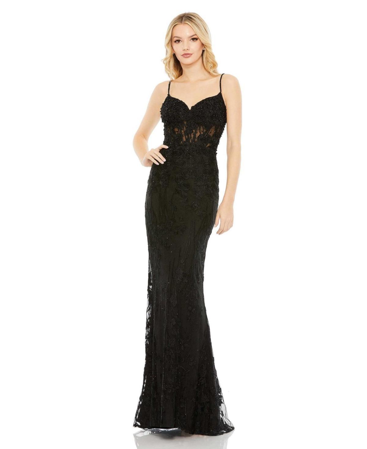 Womens Lace Illusion Bodice Gown Product Image