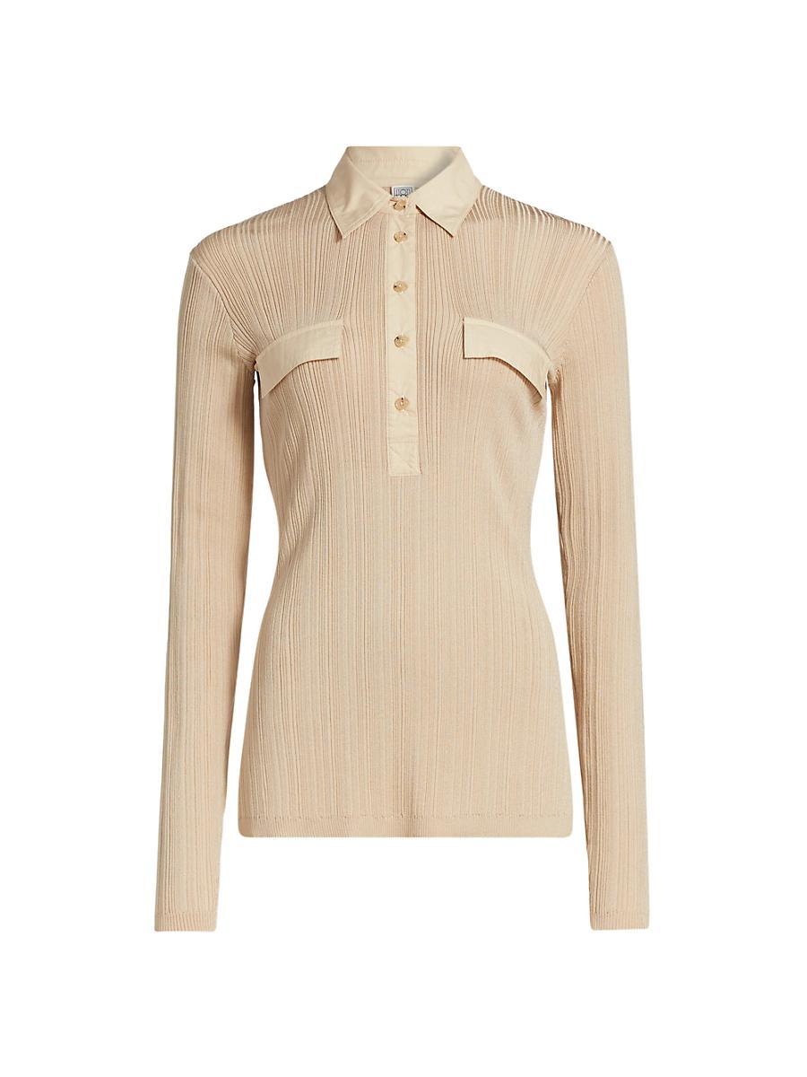 Womens Rib-Knit Slim-Fit Shirt Product Image