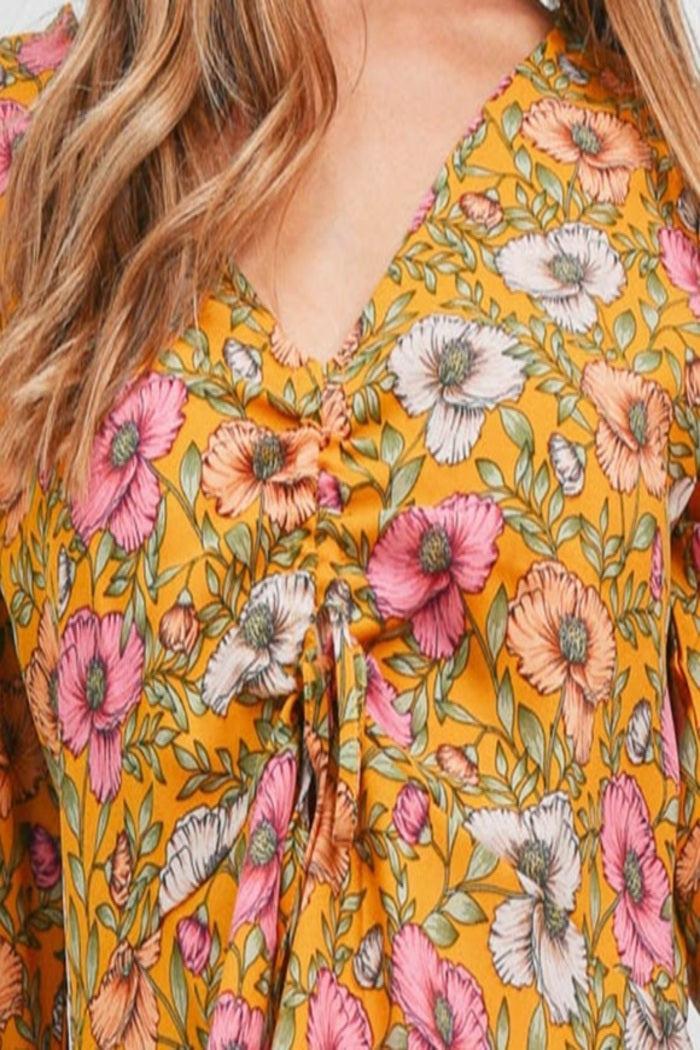 Floral Flowing Boho Babydoll Top Product Image