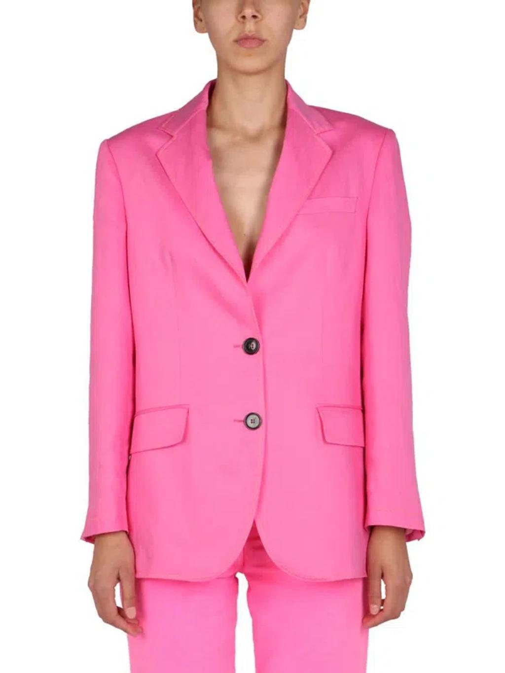 MSGM Single-breasted Jacket In Fuchsia Product Image