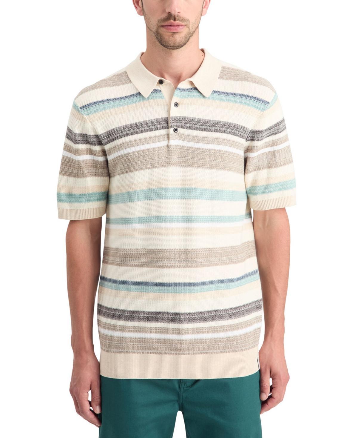 Mens Striped Knit Polo Shirt Product Image