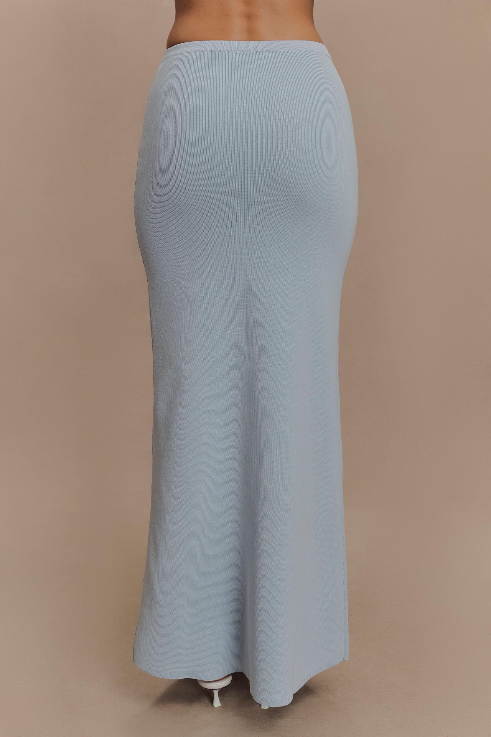 Maxine Knit Maxi Skirt - Light Blue Product Image