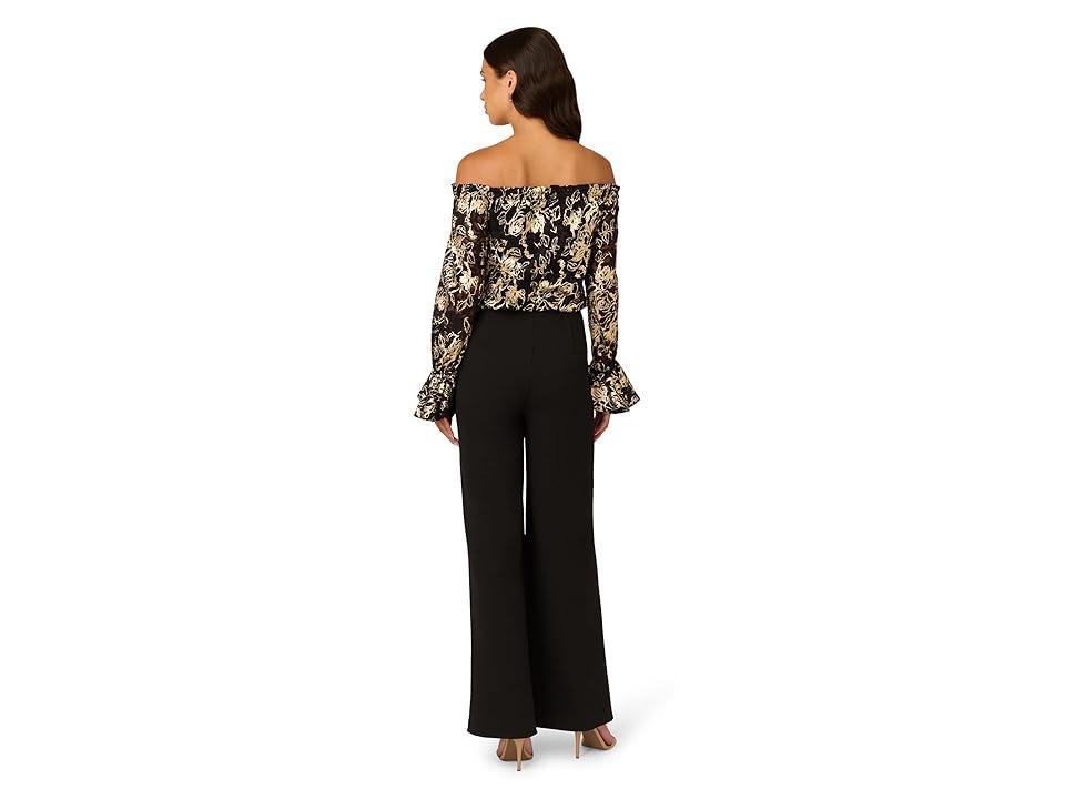 Adrianna Papell Lace and Crepe Jumpsuit (Black Women's Dress Product Image