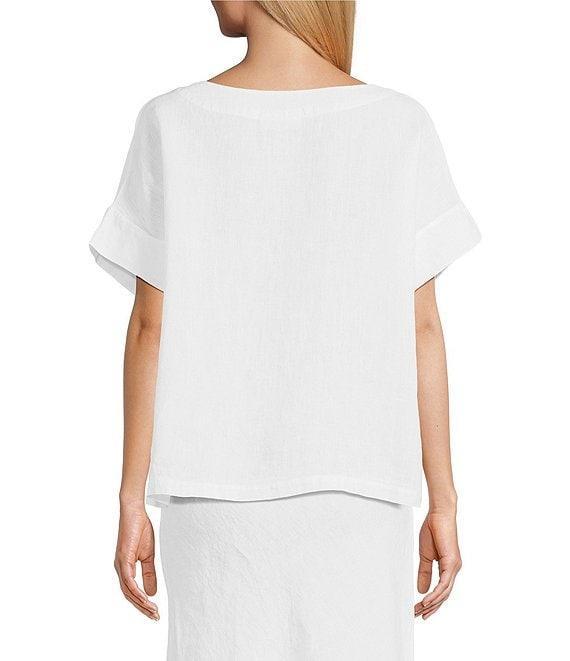 Bryn Walker Orla Light Linen Boat Neck Short Sleeve Shirt Product Image