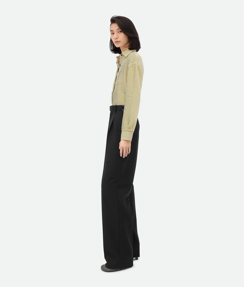 Women's Striped Wool Trousers in Black/dark blue Product Image