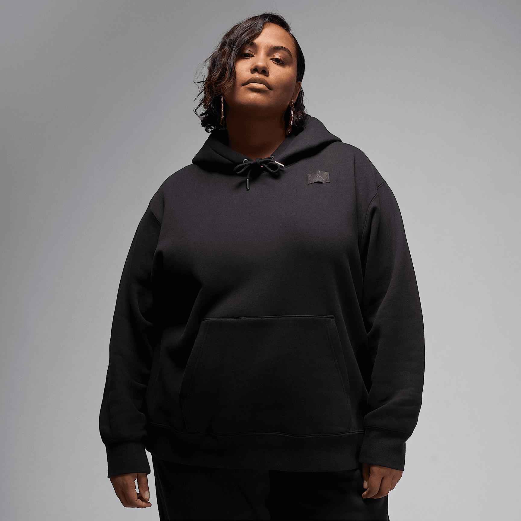 Womens Jordan Flight Fleece Satin-Lined Pullover Hoodie (Plus Size) | FV7052-010 Product Image