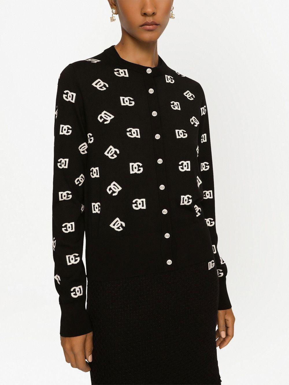 DOLCE & GABBANA Logo Monogram Cardigan In Wool And Silk In Variante Abbinata Product Image