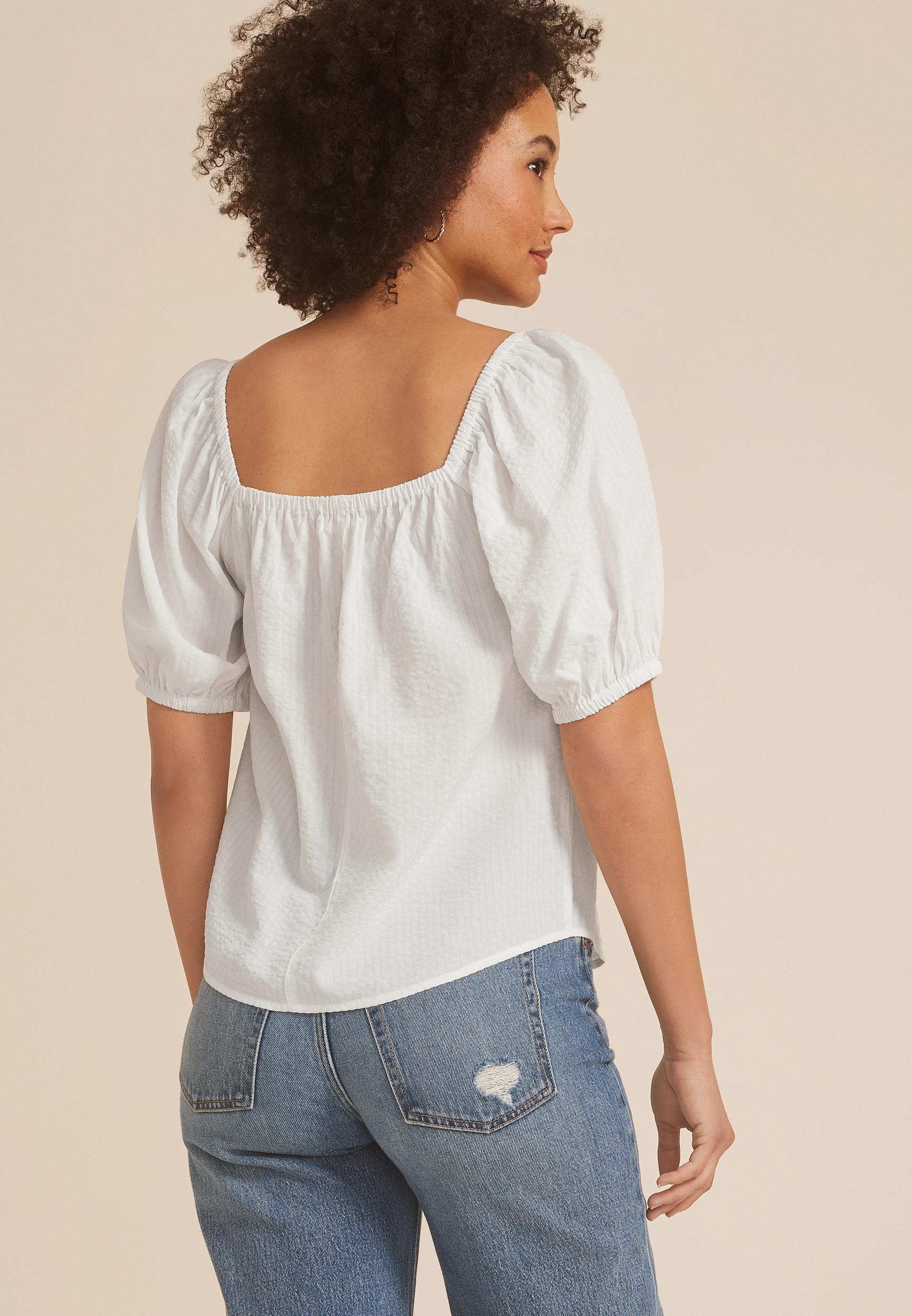  Embroidered Puff Sleeve Top  Product Image