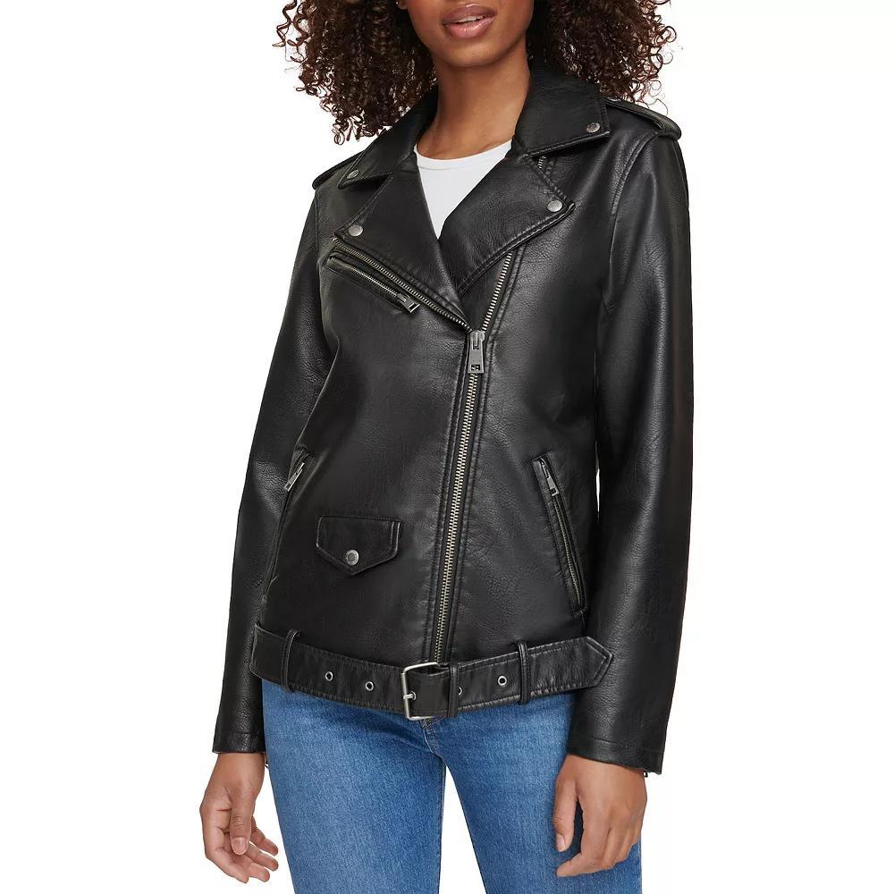 Women's Levi's® Faux Leather Belted Moto Jacket, Size: 3XL, Black Product Image