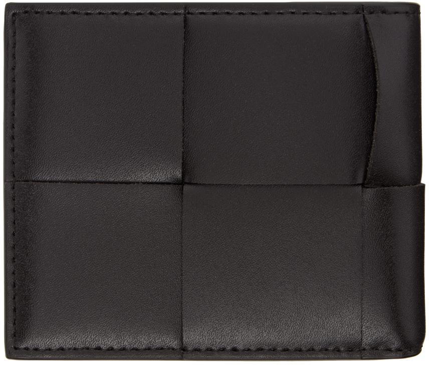 BOTTEGA VENETA Black & Brown Cassette Bi-fold Wallet In 2476 Fondant Wood Product Image