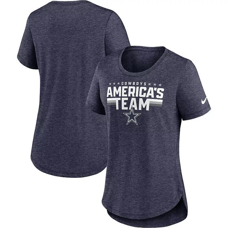 Women's Nike Heather Navy Dallas Cowboys Local Fashion Tri-Blend T-Shirt, Size: Small, Blue Product Image