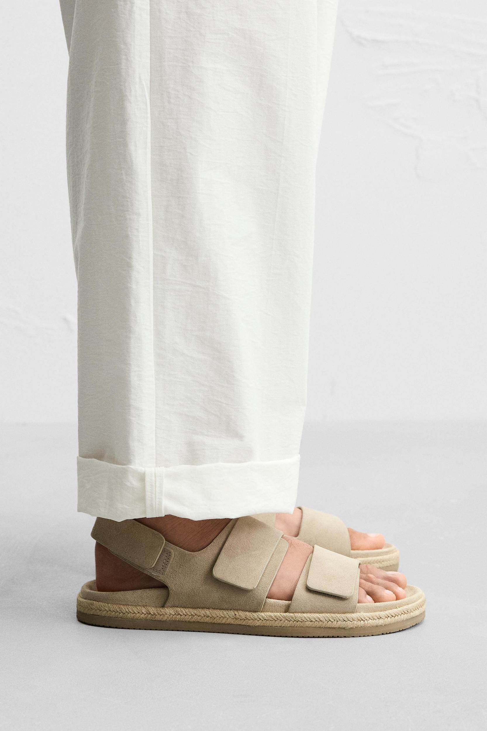 DOUBLE STRAP LEATHER SANDALS Product Image