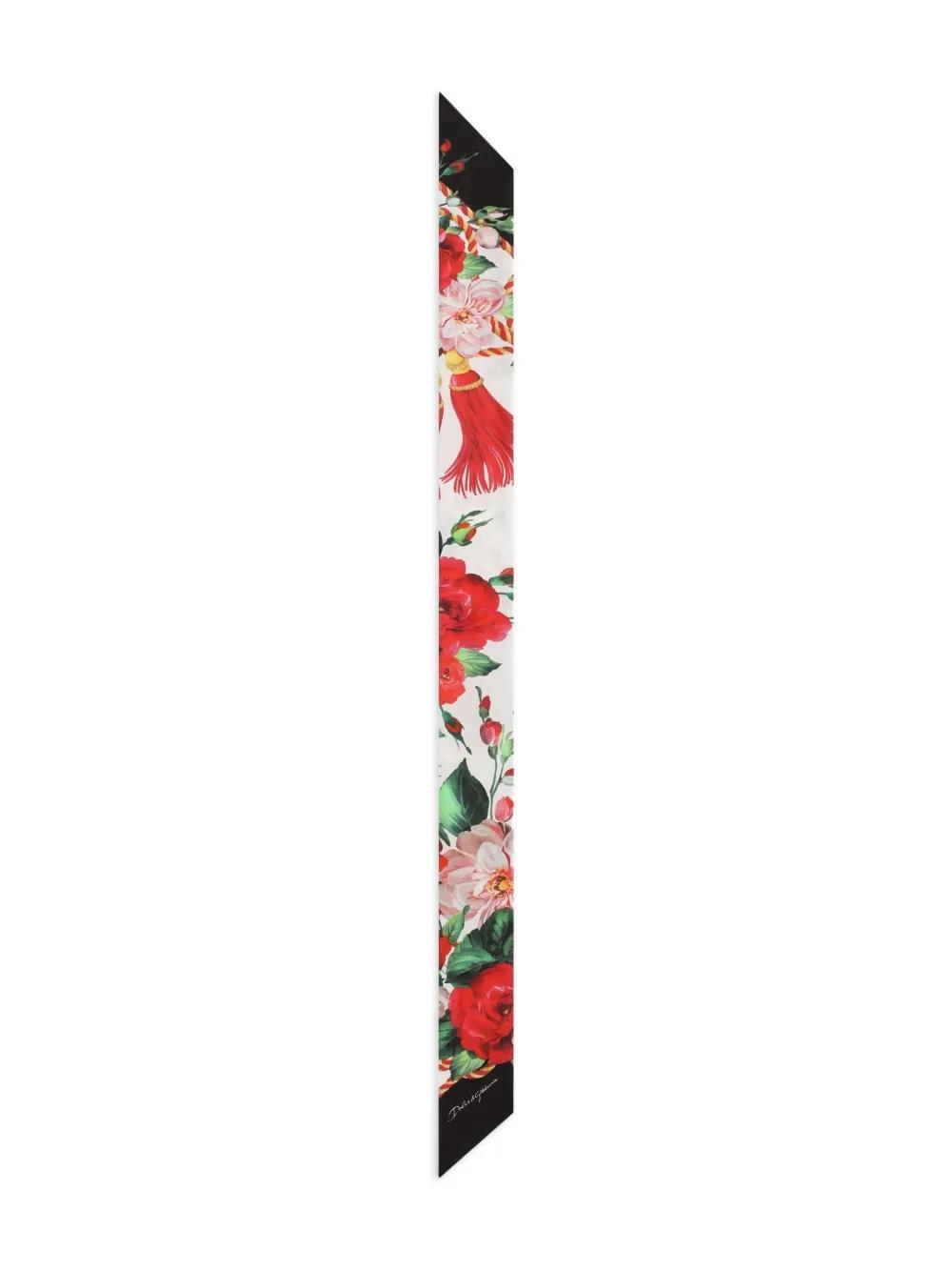 DOLCE & GABBANA Rose-print Headscarf In Red Product Image