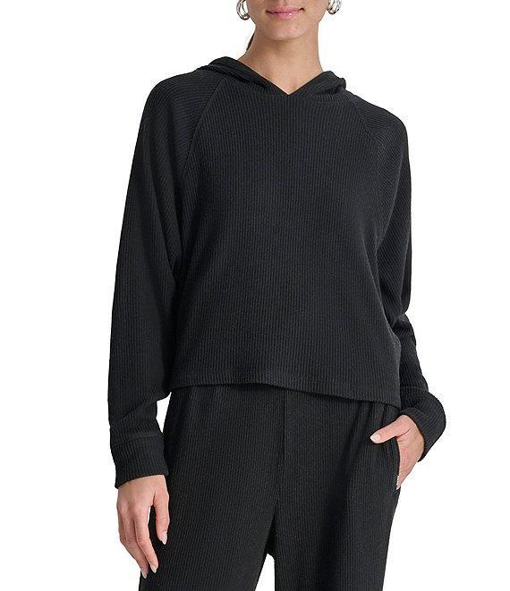 DKNY Sport by Donna Karan Brushed Rib Knit Raglan Sleeve Pullover Hoodie Product Image