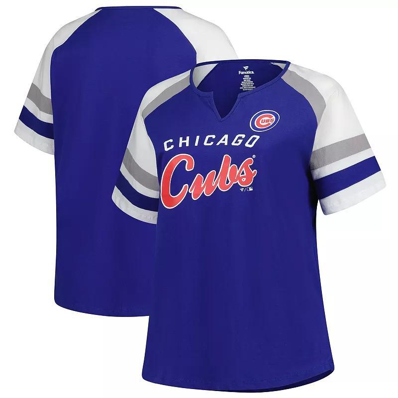 Women's Profile  Royal Chicago Cubs Plus Sized Arched Notch Neck T-Shirt, Size: 2XL, Blue Product Image
