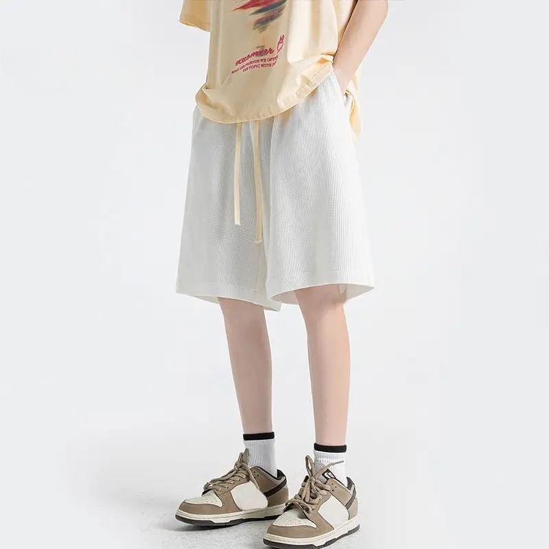 Drawstring Waist Plain Bermuda Sweat Shorts Product Image