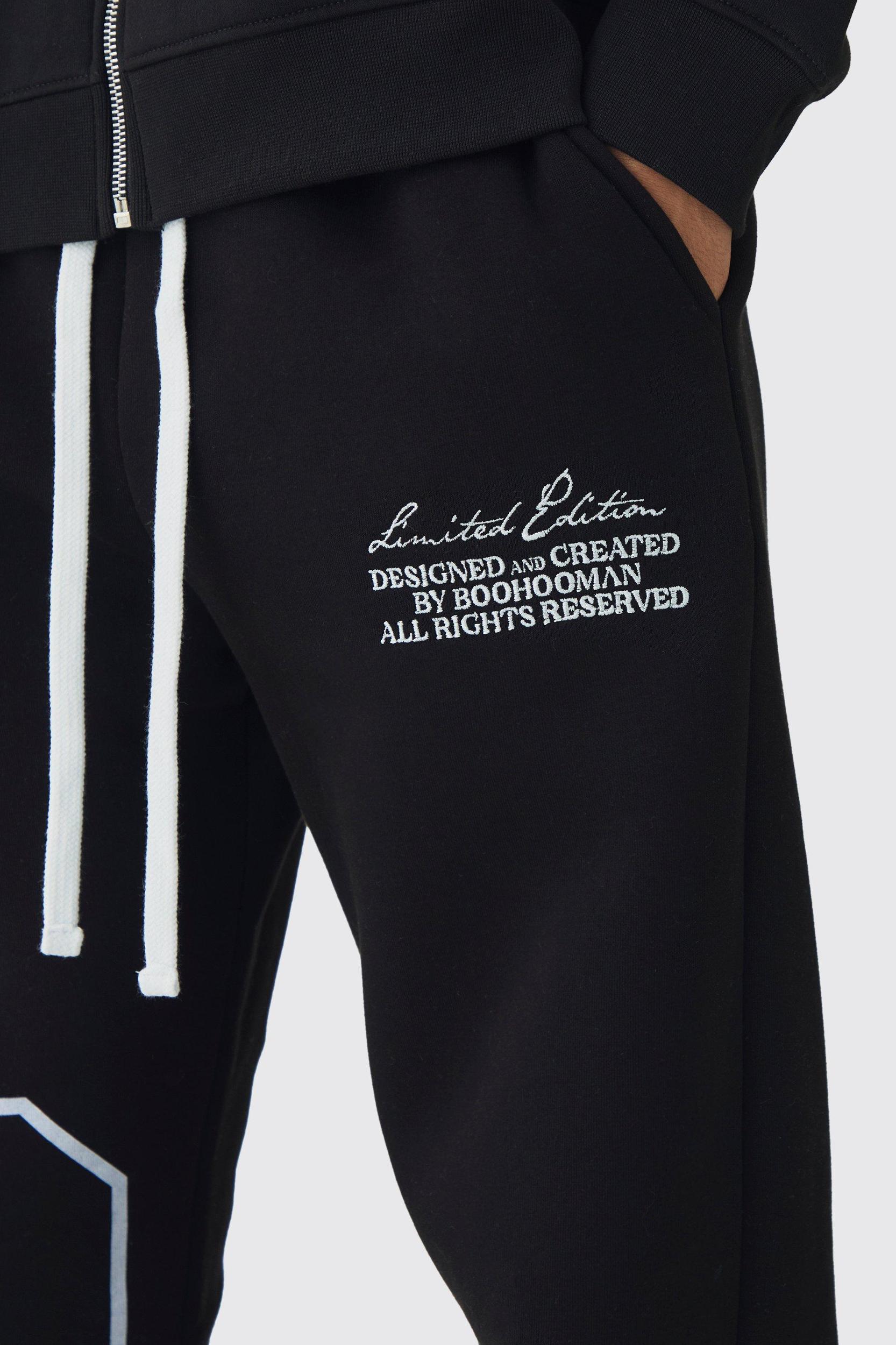 Regular Split Hem Varsity Printed Sweatpants | boohooMAN USA Product Image