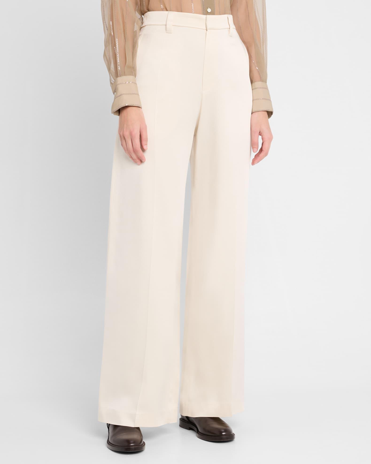 Satin Cady Wide-Leg Pants Product Image