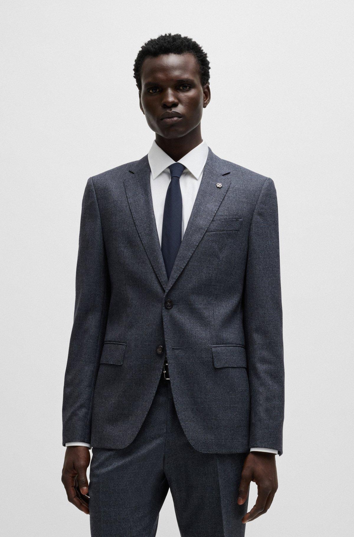 Slim-fit jacket in micro-patterned stretch wool Product Image