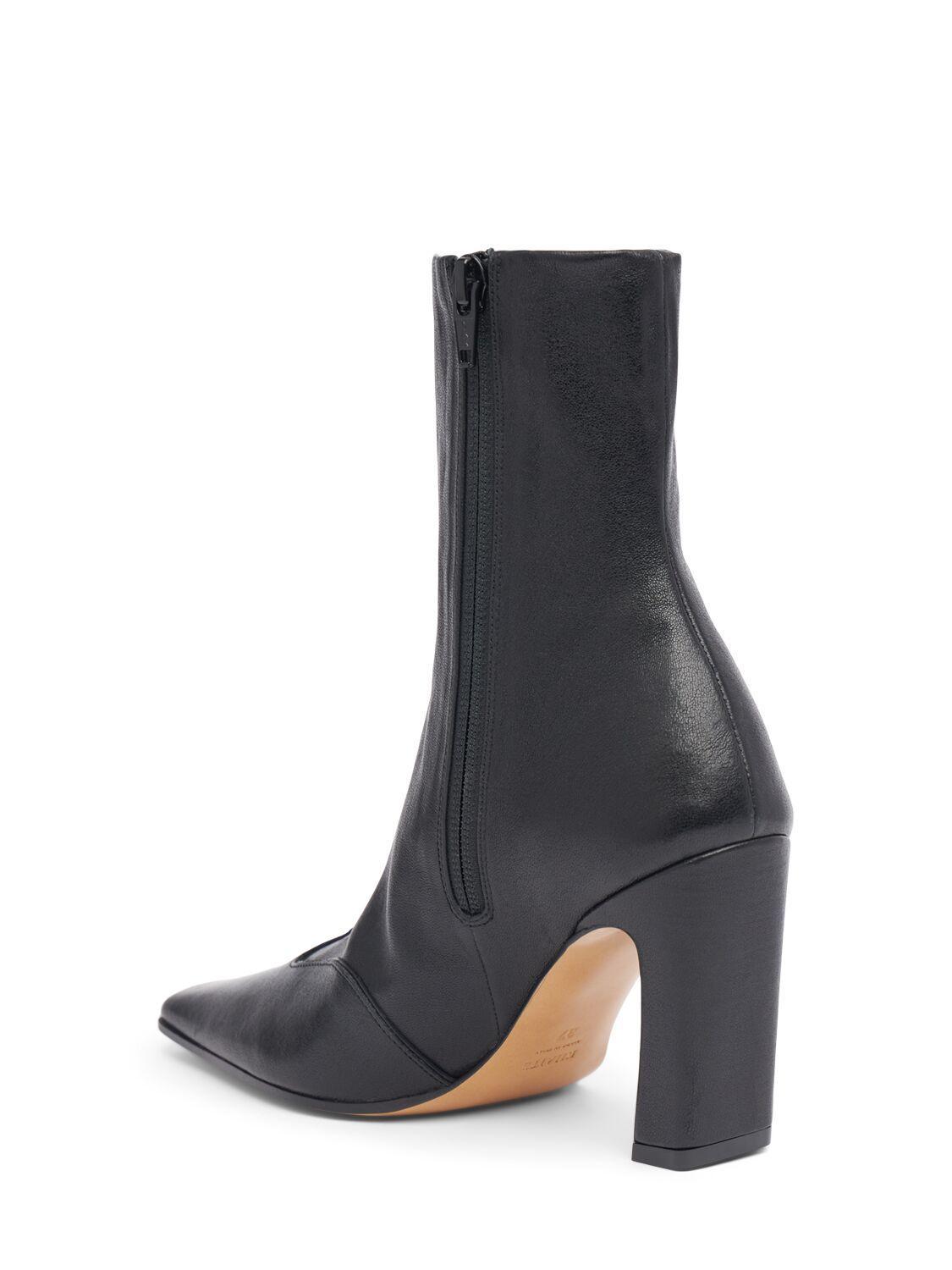 KHAITE Nevada 85 Leather Ankle Boots In Black Product Image