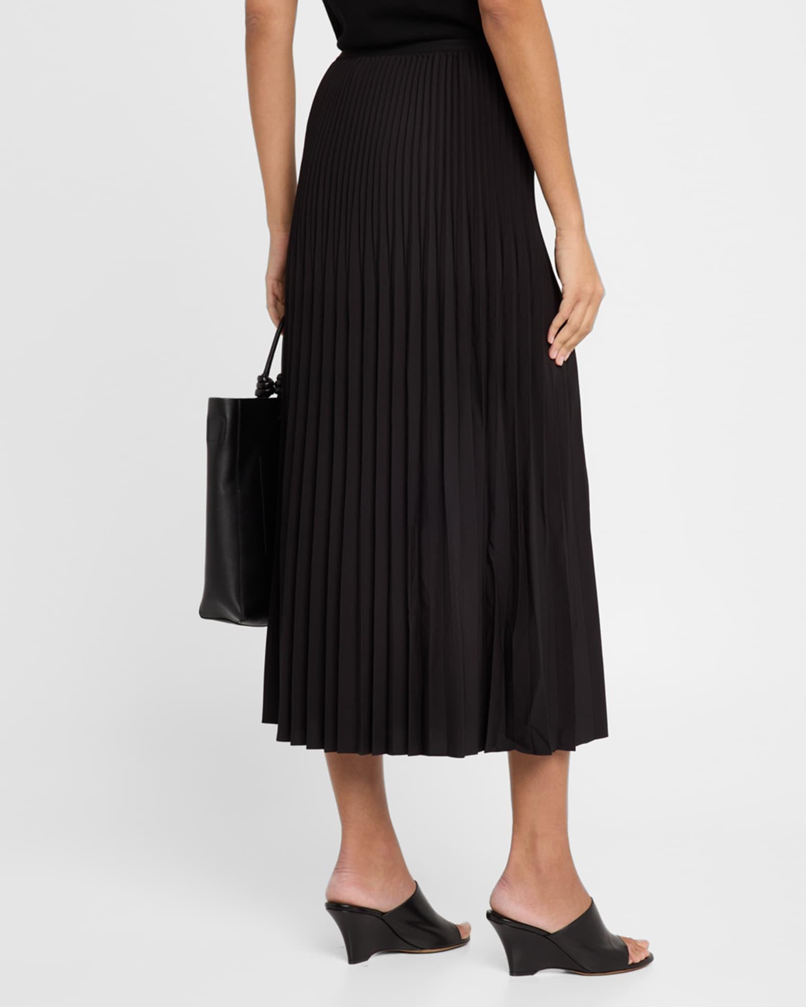 Pleated Wool-Silk Midi Skirt Product Image