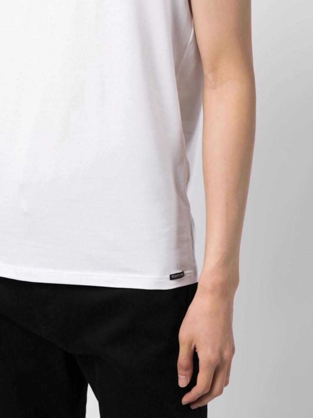 TOM FORD Placed Rib Slim-fit Lyocell And Cotton-blend T-shirt In Neutrals Product Image