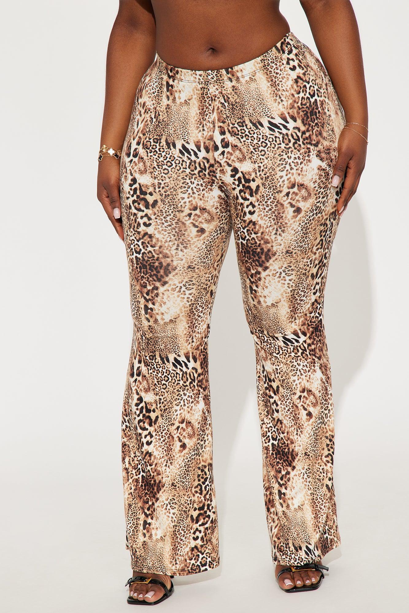 Take It Easy Leopard Flare Pant - Brown/combo Product Image