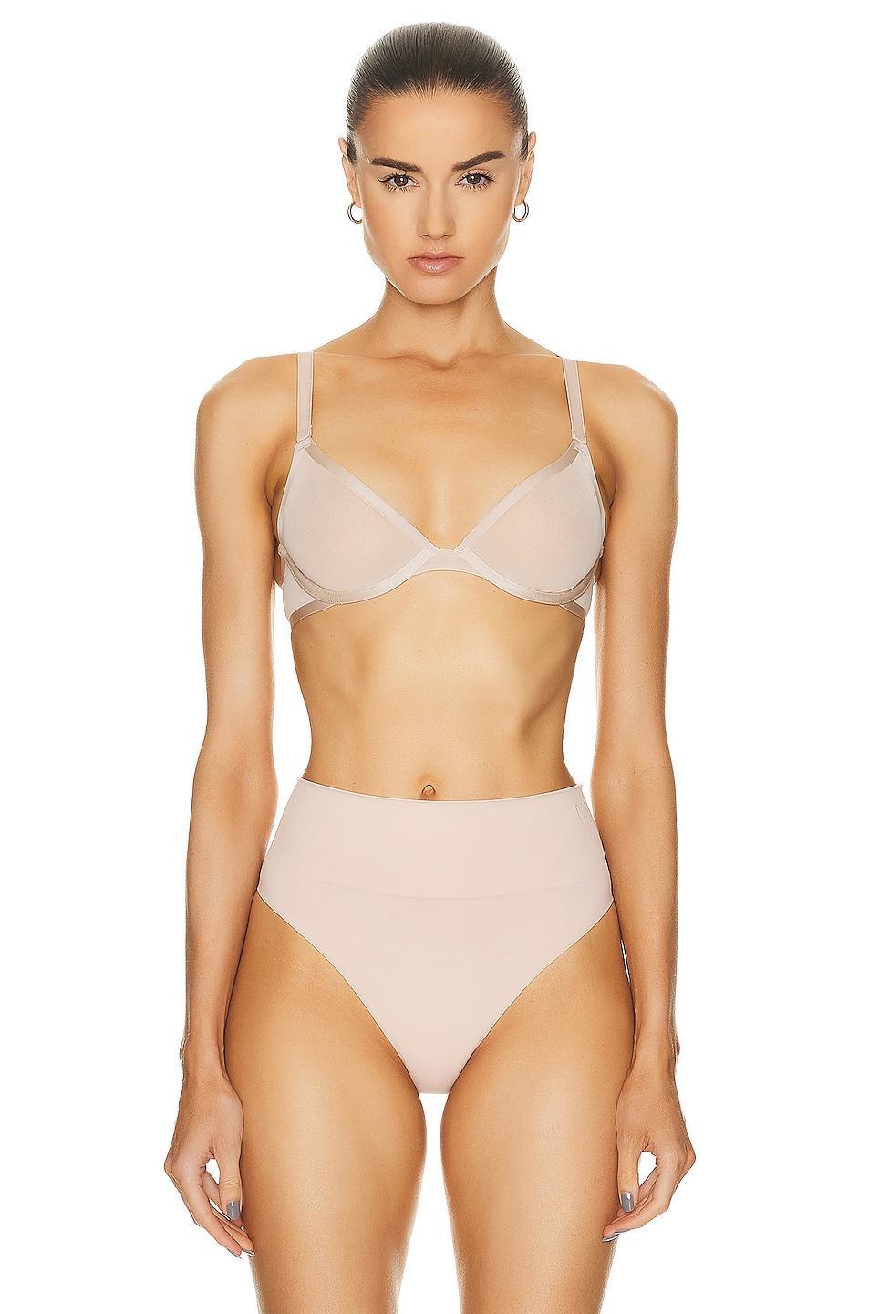 CUUP Mesh Plunge Bra Beige. (also in 32B, 34A, 36B). Product Image