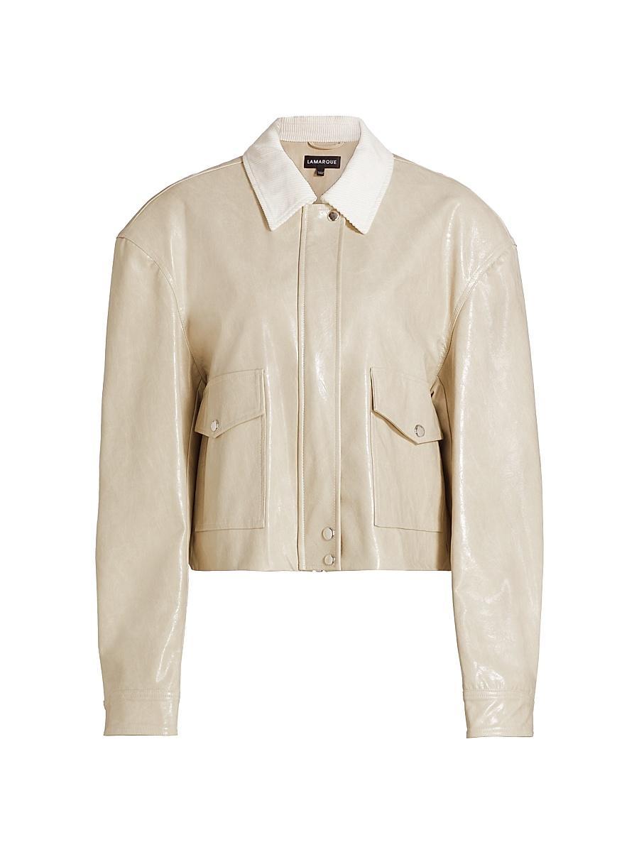Womens Braylin Faux-Leather Shirt Jacket Product Image