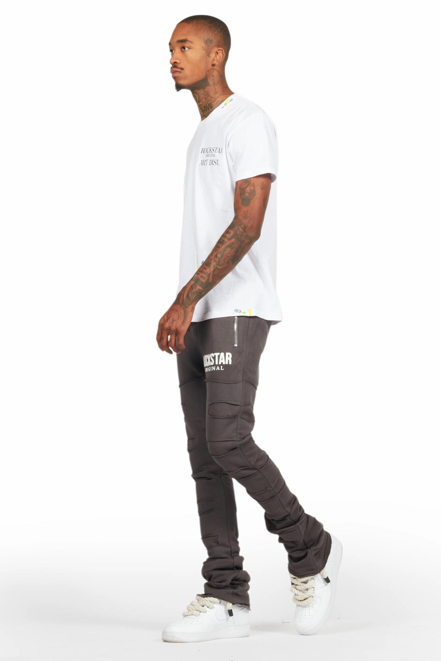 Emilio Vintage Grey Stacked Flare Track Pant Male Product Image