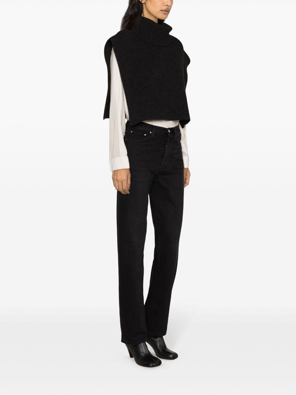 TOTÊME Logo-button High-waisted Jeans In Black Product Image