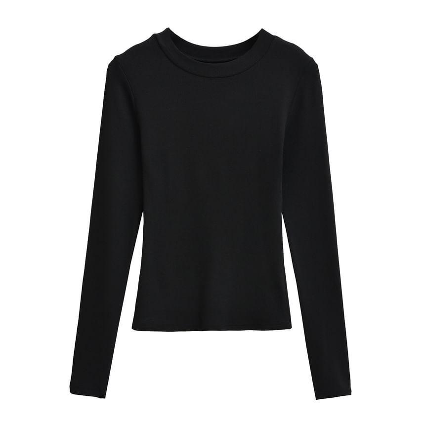 Long-Sleeve Crewneck Plain Tee Product Image