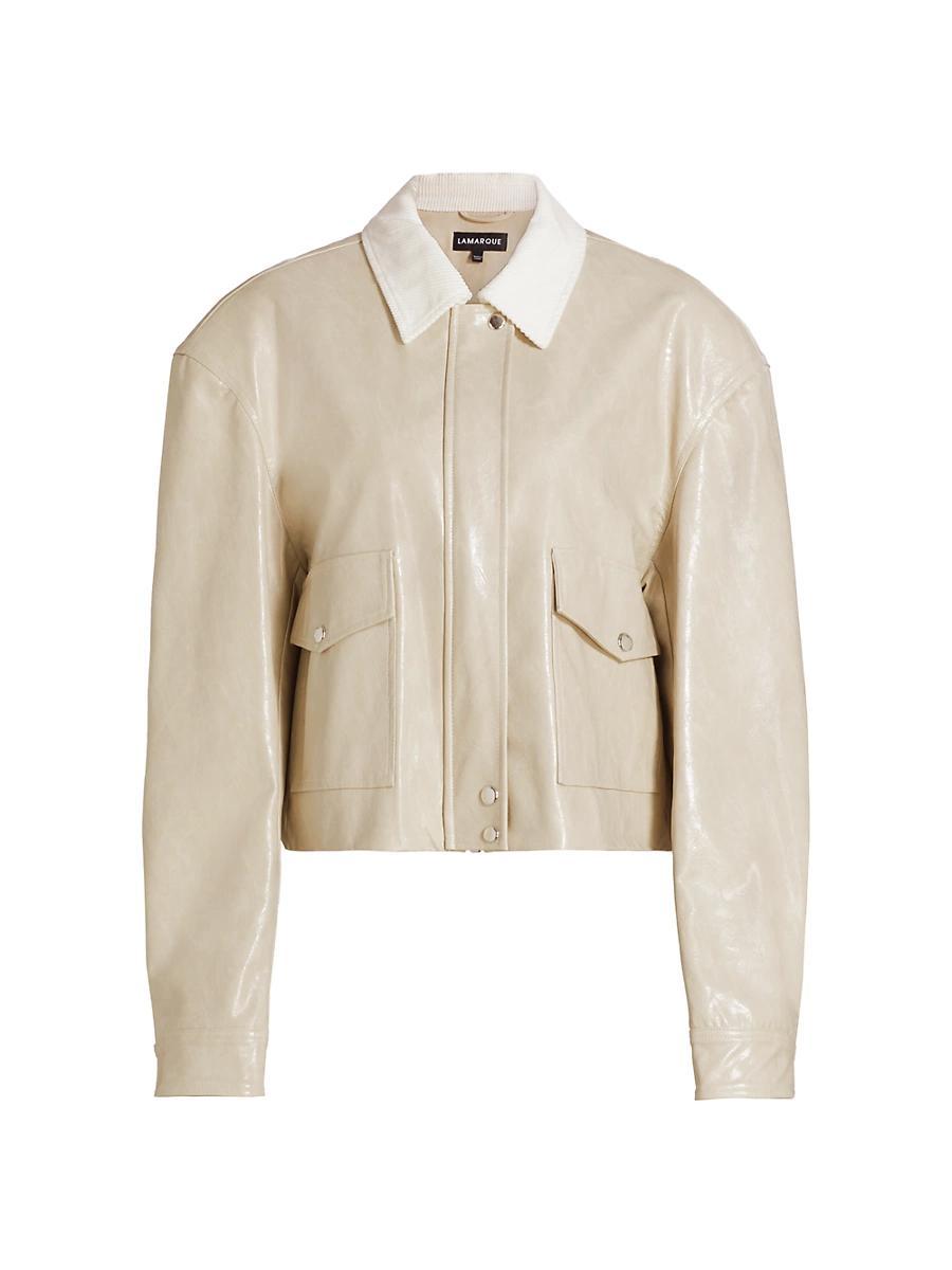 Womens Braylin Faux-Leather Shirt Jacket Product Image
