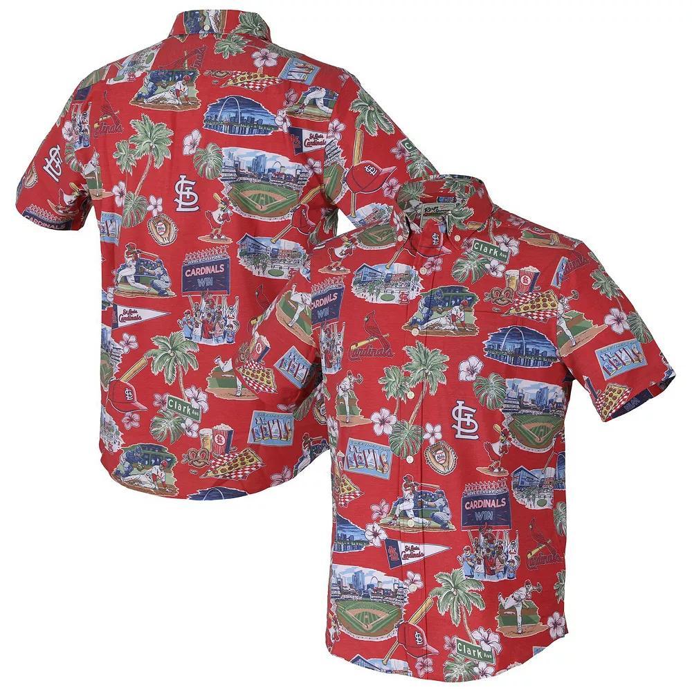 Men's Reyn Spooner  Red St. Louis Cardinals Scenic Tri-Blend Performance Button-Up Top, Size: Small Product Image