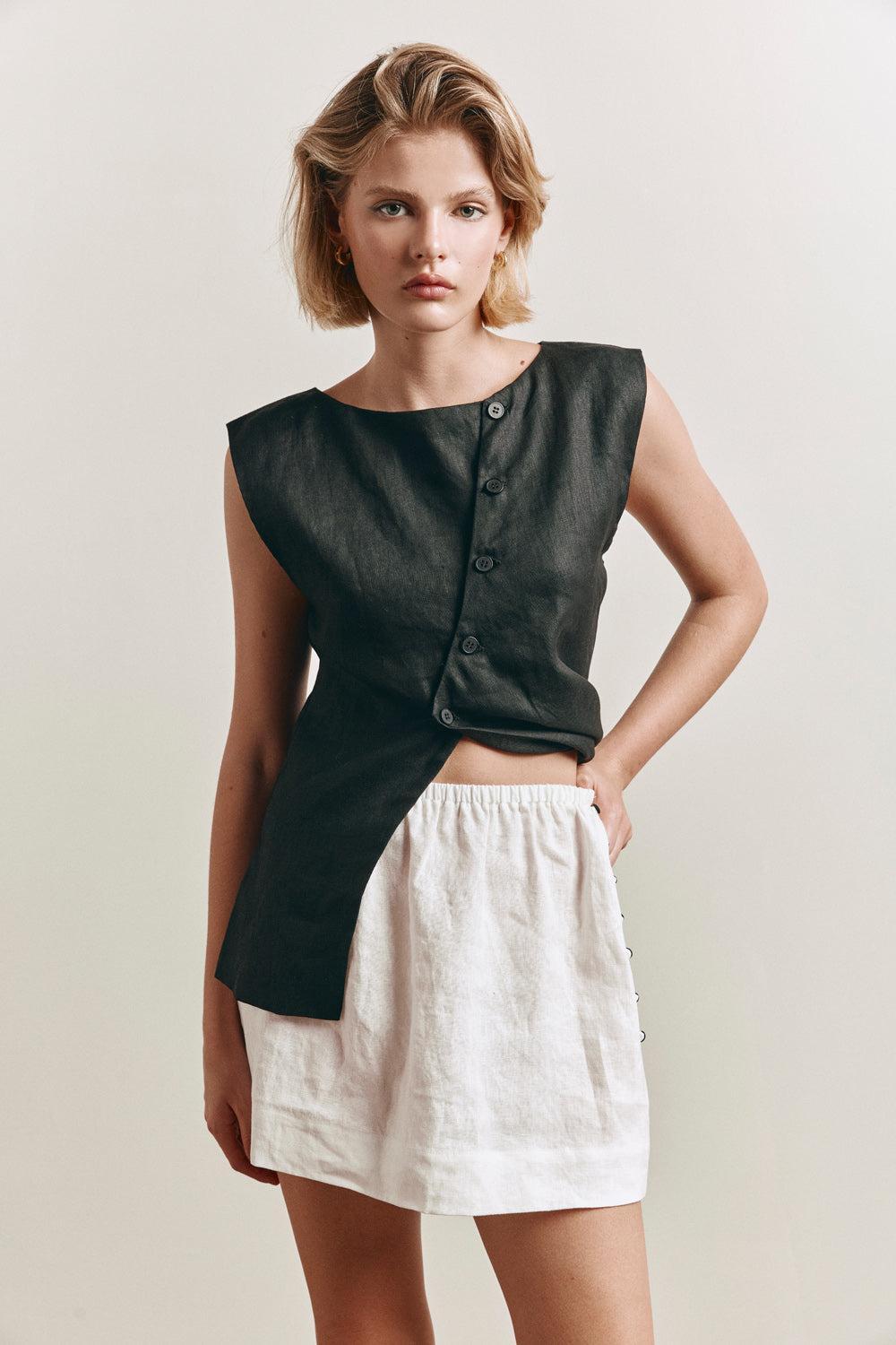 Nature of Art Linen Mini Skirt White Product Image