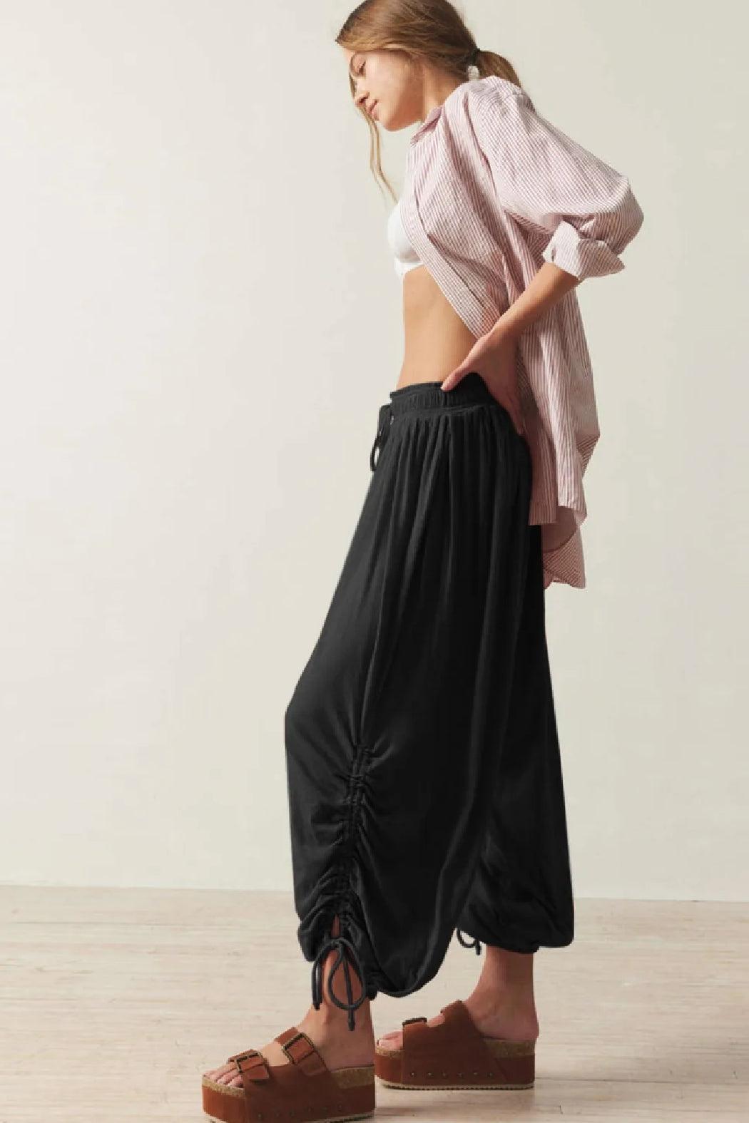 Drawstring Ruched Knit Pants Product Image