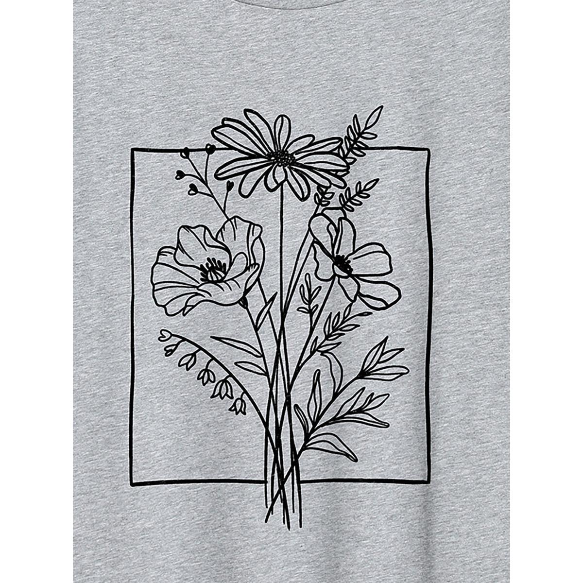 Plus Size American Flag Round Neck T-Shirt Mediumgray Women Leisure Non Country Round Neck Casual T-shirts BloomChic 22-24/3X Product Image