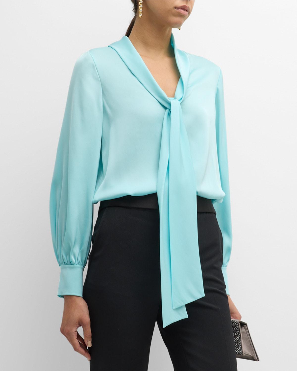 Ella Tie-Neck Silk Blouse Product Image